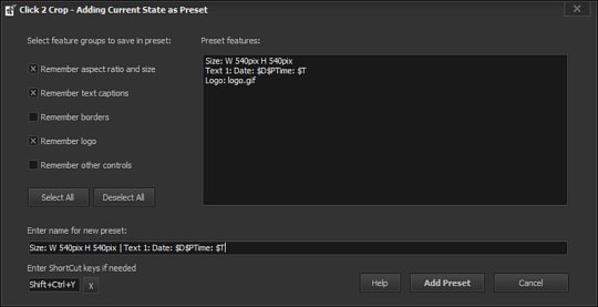 Adding preset