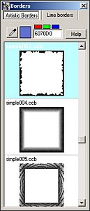 Artistic Border Setup Window.
