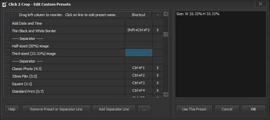 Edit Preset List