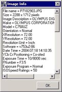Image Info and EXIF Screen.